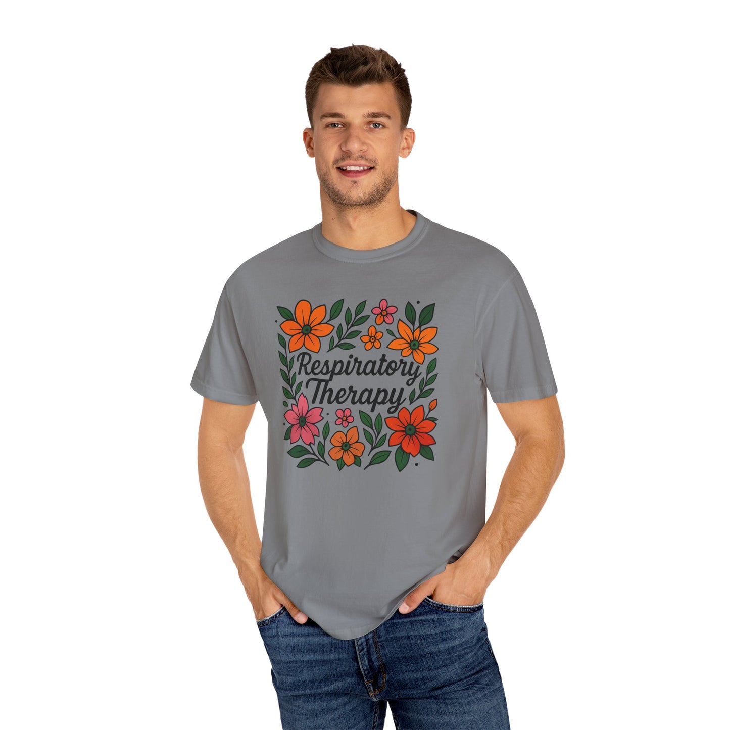 Floral Respiratory Therapy T-Shirt, Medical Profession Apparel, Nurse Gift, Healing Spirit Tee, Wellness Gift, Botanical Tee