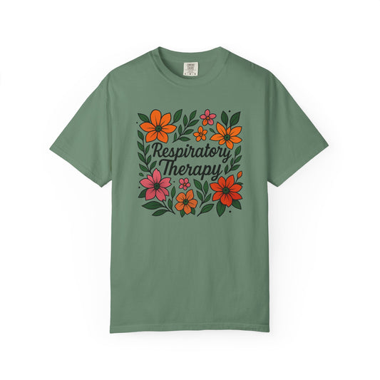 Floral Respiratory Therapy T-Shirt, Medical Profession Apparel, Nurse Gift, Healing Spirit Tee, Wellness Gift, Botanical Tee